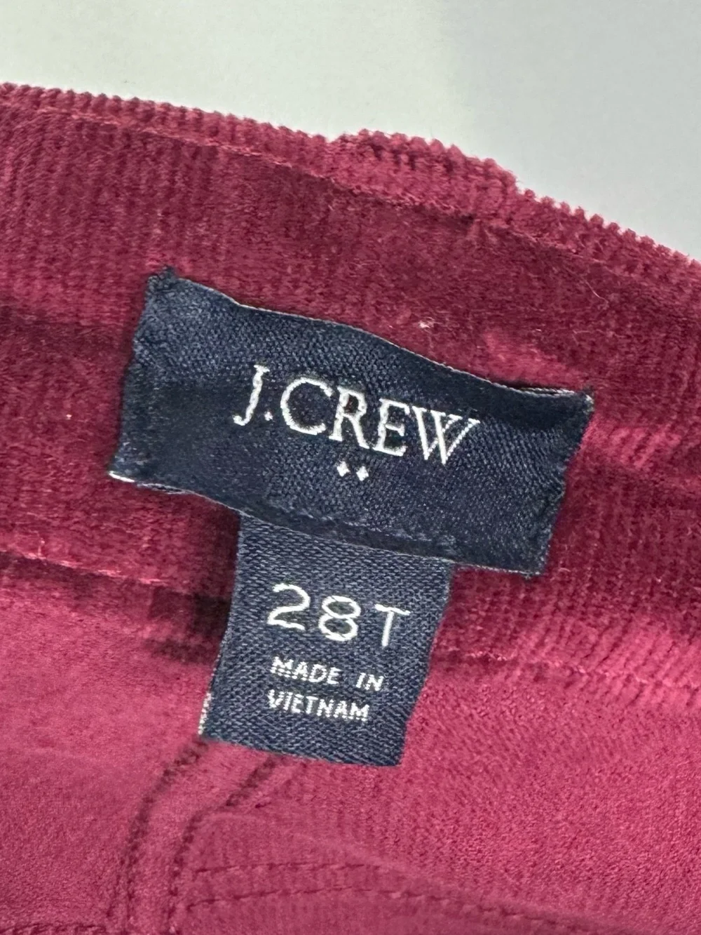 J. Crew Tall Dark Red Straight Leg Corduroy Pants 28T